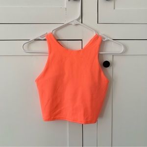 Athleta Neon Orange Conscious Halter Paded Sportbra Size XS